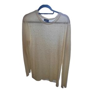 Women's Lightweight White Crewneck Sweater